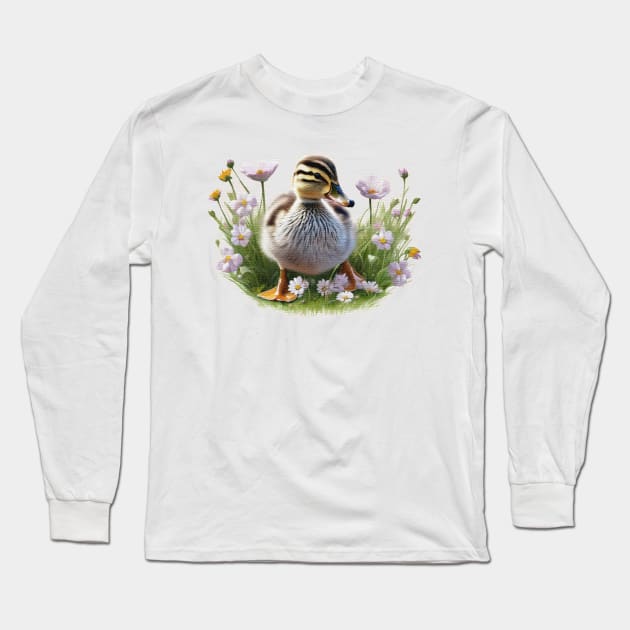 Cute mallard duckling Long Sleeve T-Shirt by JnS Merch Store